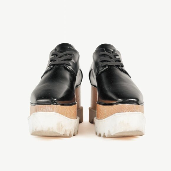 Stella McCartney Elyse Black Vegan-Leather Lace-Up Platforms - Picture 2 of 10